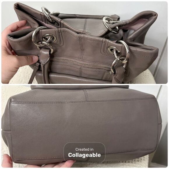Coach Hampton Leather Turnlock NS Tote Z27748 Dark Grey North South Shoulder Bag - Picture 8 of 11